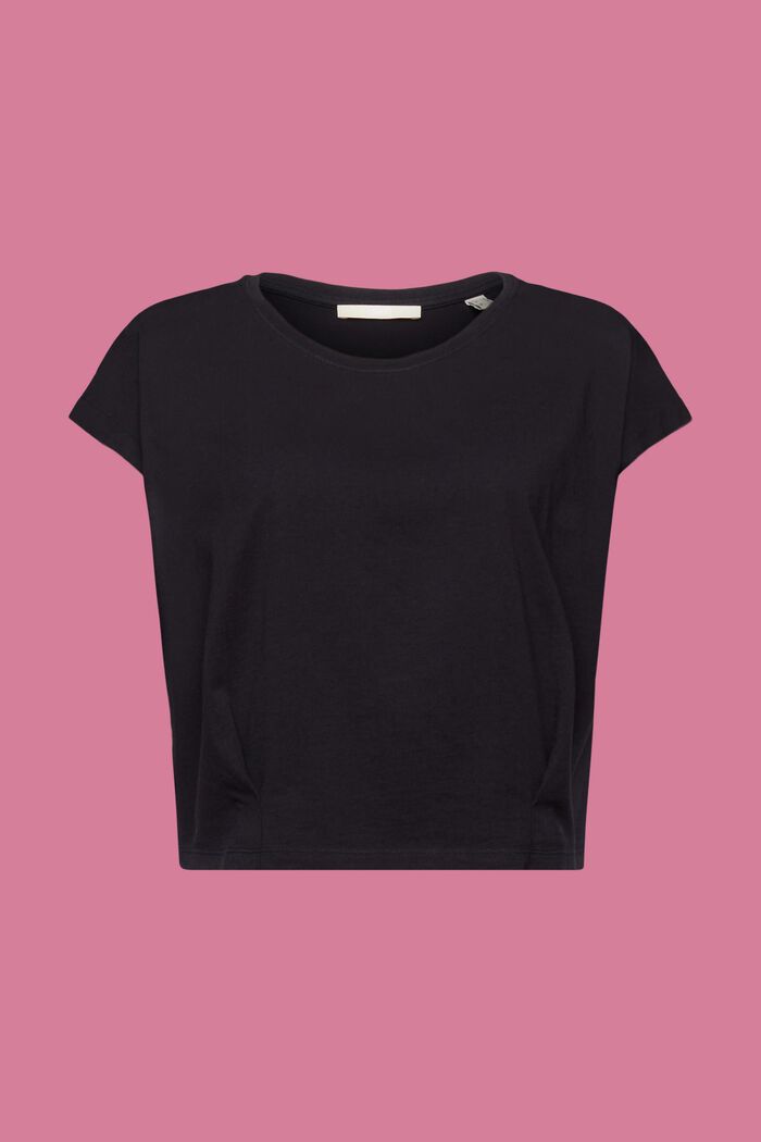 T-shirt de coupe raccourcie à plis, BLACK, detail image number 6