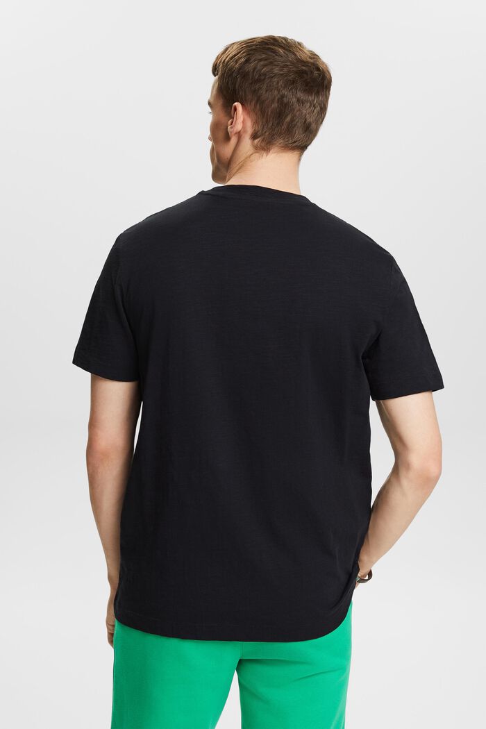 T-shirt en coton flammé à poche avec logo, BLACK, detail image number 2