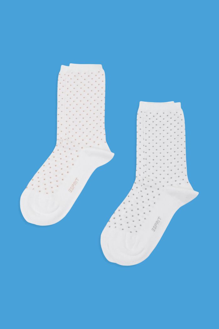 Set van 2 paar sokken met stippen, organic cotton, OFF WHITE, detail image number 0