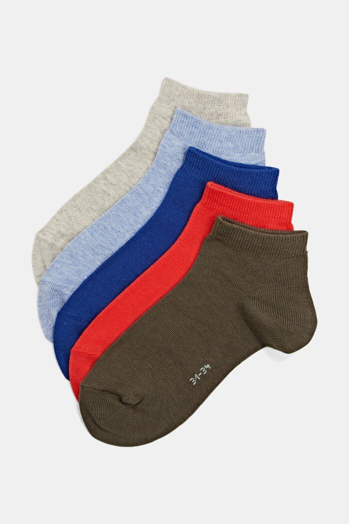 Lot de 5 paires de chaussettes unies, en coton biologique mélangé, BLUE/BROWN, detail image number 0