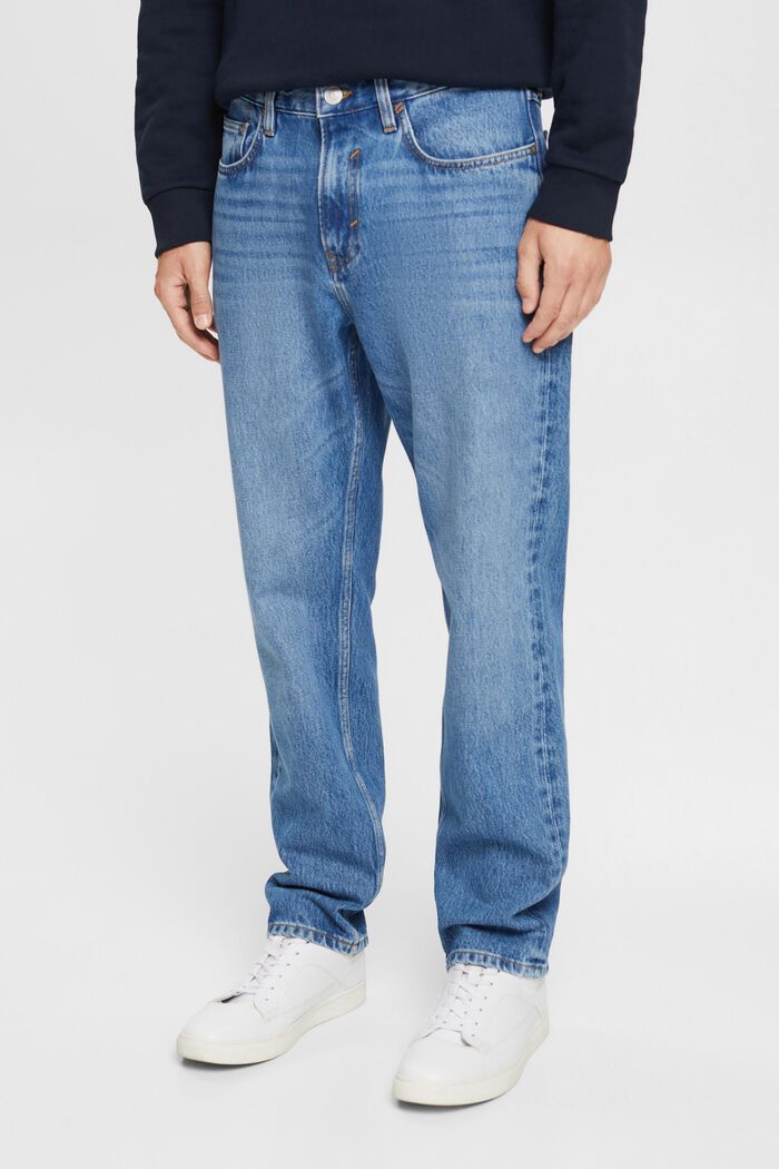 Jeans met rechte pijpen, organic cotton, BLUE MEDIUM WASHED, detail image number 0