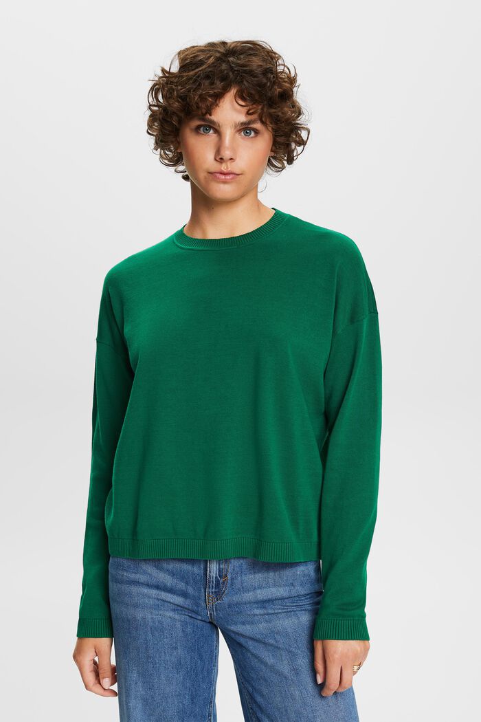Pull-over oversize, 100 % coton, DARK GREEN, detail image number 0