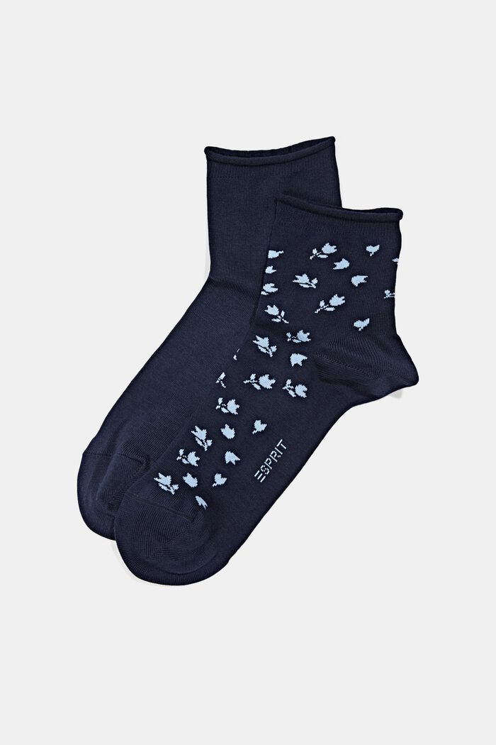 Set van twee paar short sokken van een mix van biologisch katoen, MARINE, overview