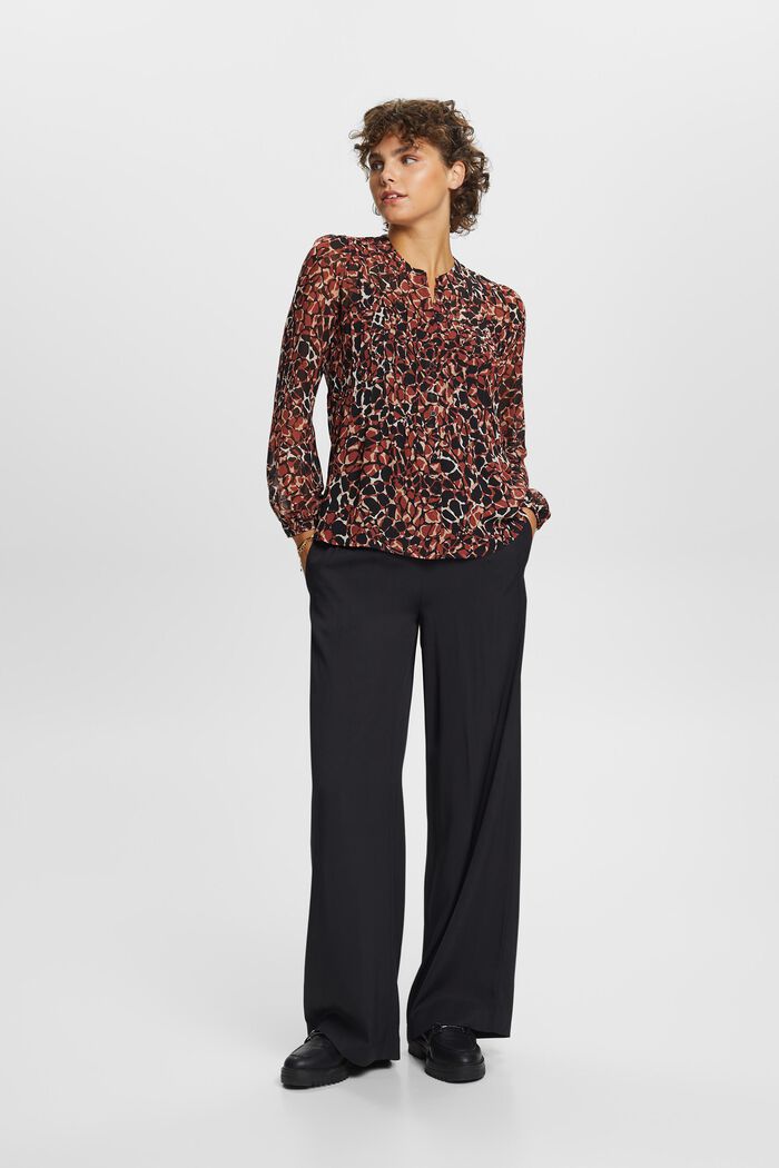 Gerecycled: chiffon blouse met motief, RUST BROWN, detail image number 5