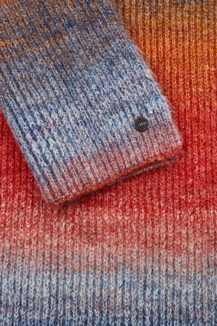 Meerkleurige gebreide sjaal met wol, GOLDEN ORANGE, detail image number 1