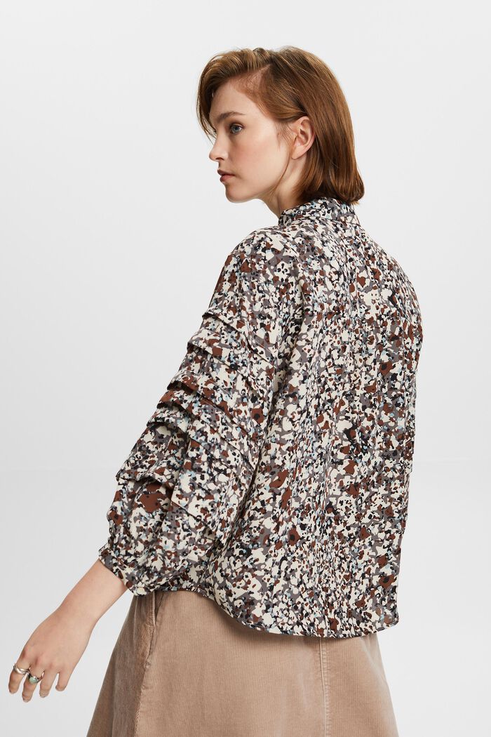 Gerecycled: blouse met motief, BROWN, detail image number 3