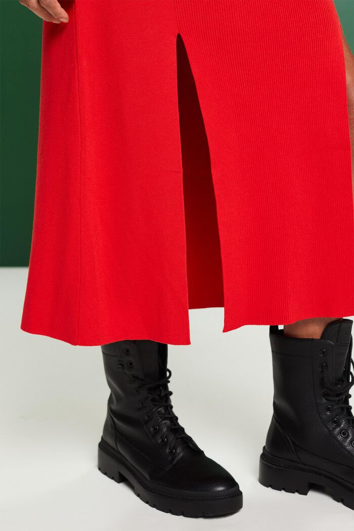 Ribgebreide midi-jurk, RED, detail image number 3