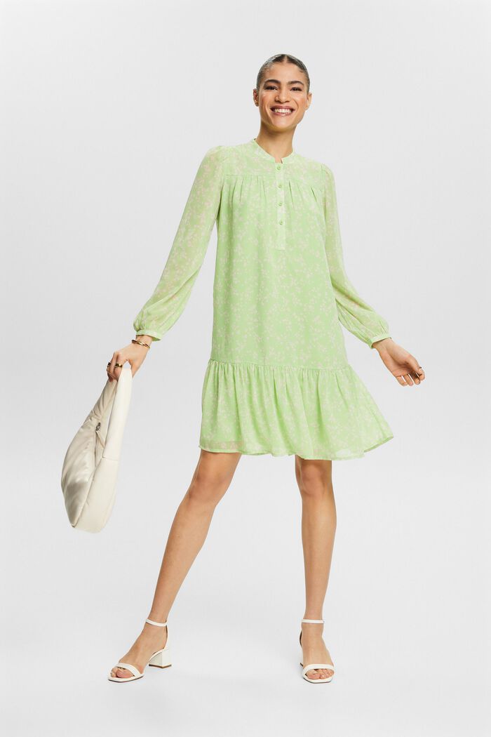 Chiffon mini-jurk met print, LIGHT GREEN, detail image number 5