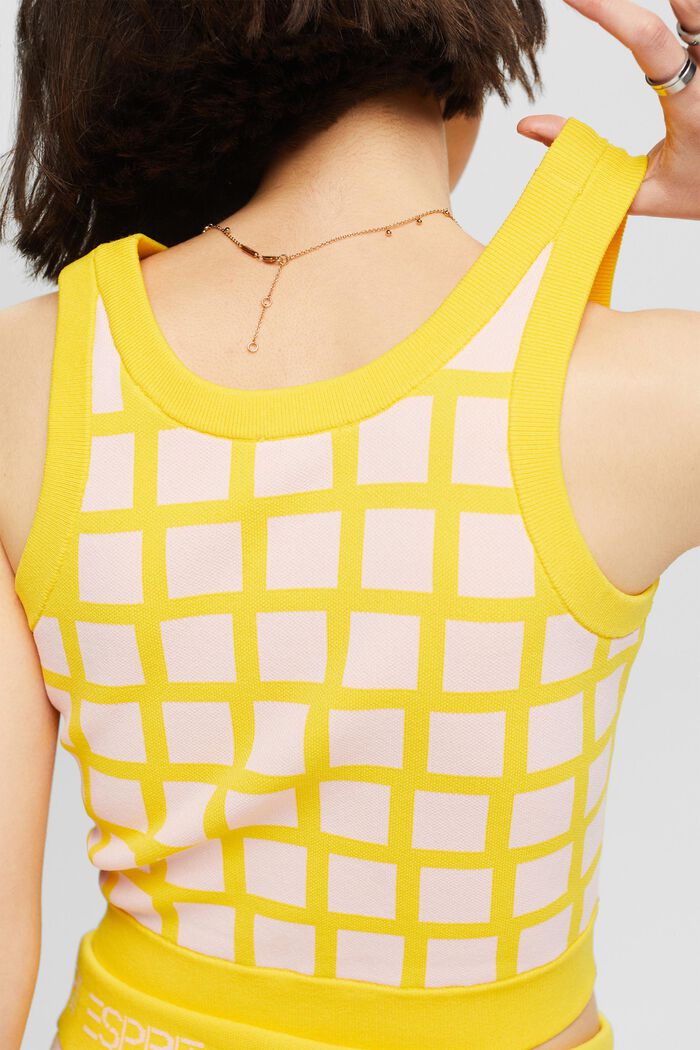 Cropped jacquard trui-top, YELLOW, detail image number 4