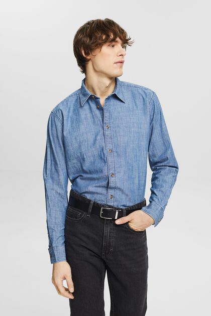 Chemise en jean à col boutonné