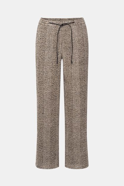 Pantalon taille haute en laine mélangée, BLACK, overview