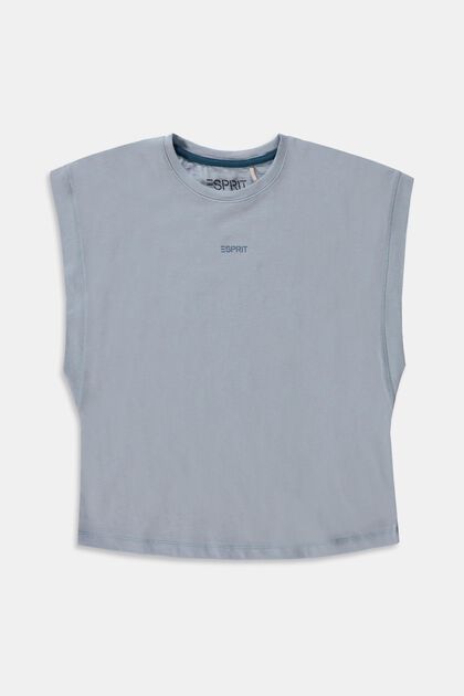 Boxy T-shirt van 100% katoen, PASTEL BLUE, overview