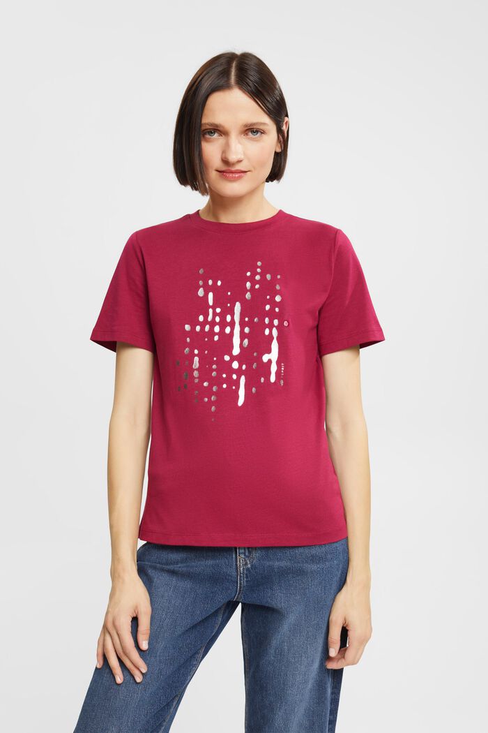 T-shirt met logo, TENCEL™-mix, CHERRY RED, detail image number 0