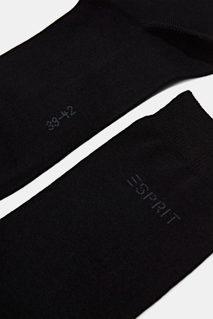 Set van 2 paar sokken met gebreid logo, organic cotton, BLACK, detail image number 1