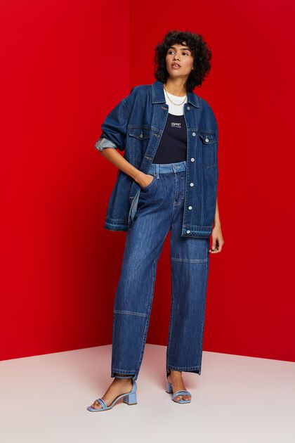 Asymmetrische 90's-jeans met wijde pijpen