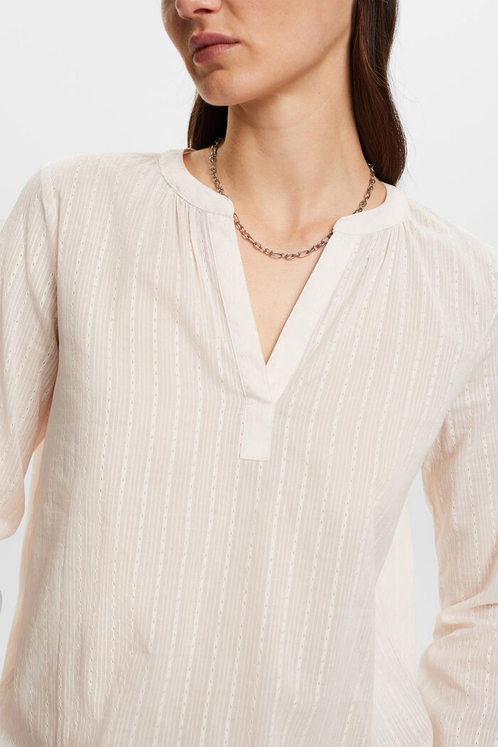 Katoenen blouse met V-hals, PASTEL PINK, detail image number 2