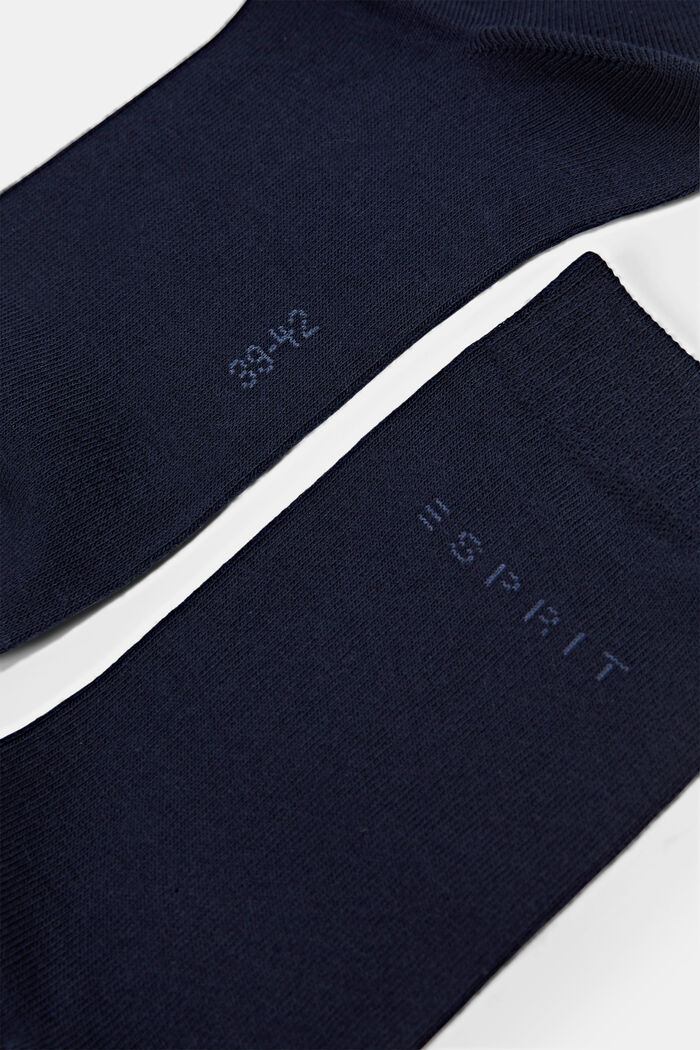 Set van 2 paar sokken met gebreid logo, organic cotton, MARINE, detail image number 1