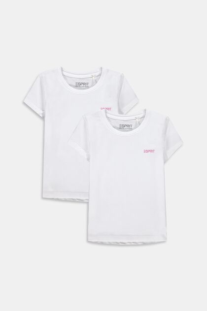 Set van 2 T-shirts van 100% katoen, WHITE, overview