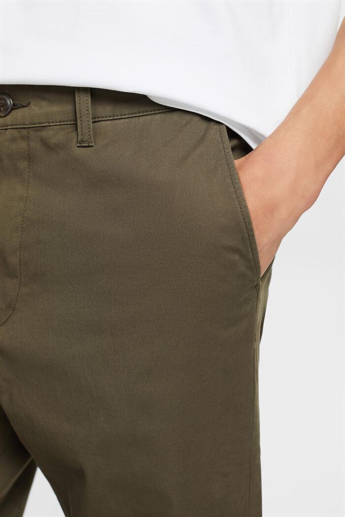 Pantalon chino droit en twill de coton, DARK KHAKI, detail image number 4