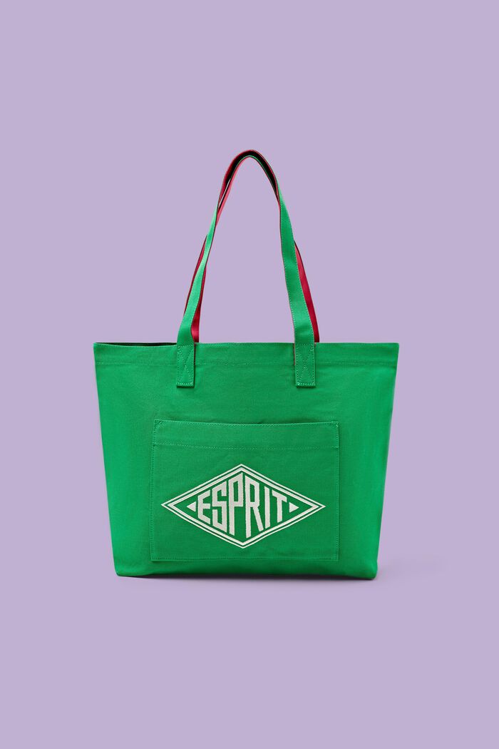 Canvas tote bag met logo, GREEN, detail image number 0