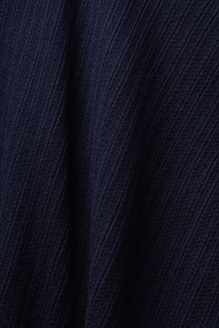 Ribgebreide trui met hele rits en capuchon, NAVY, detail image number 4