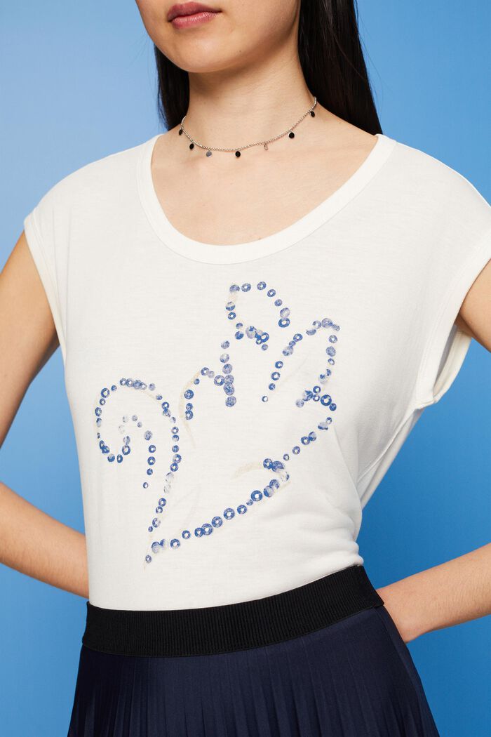T-shirt orné de sequins, LENZING™ ECOVERO™, ICE, detail image number 2