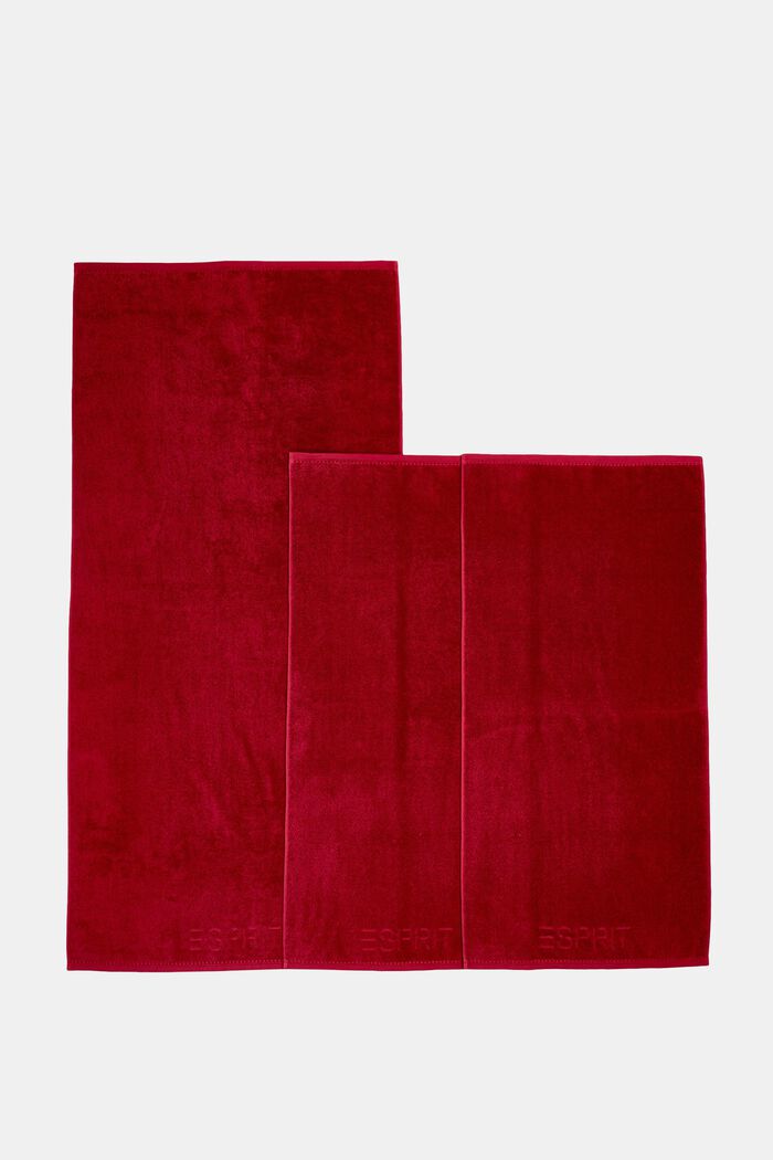 À teneur en TENCEL™ : le lot de 3 serviettes en tissu éponge, RUBIN, detail image number 3