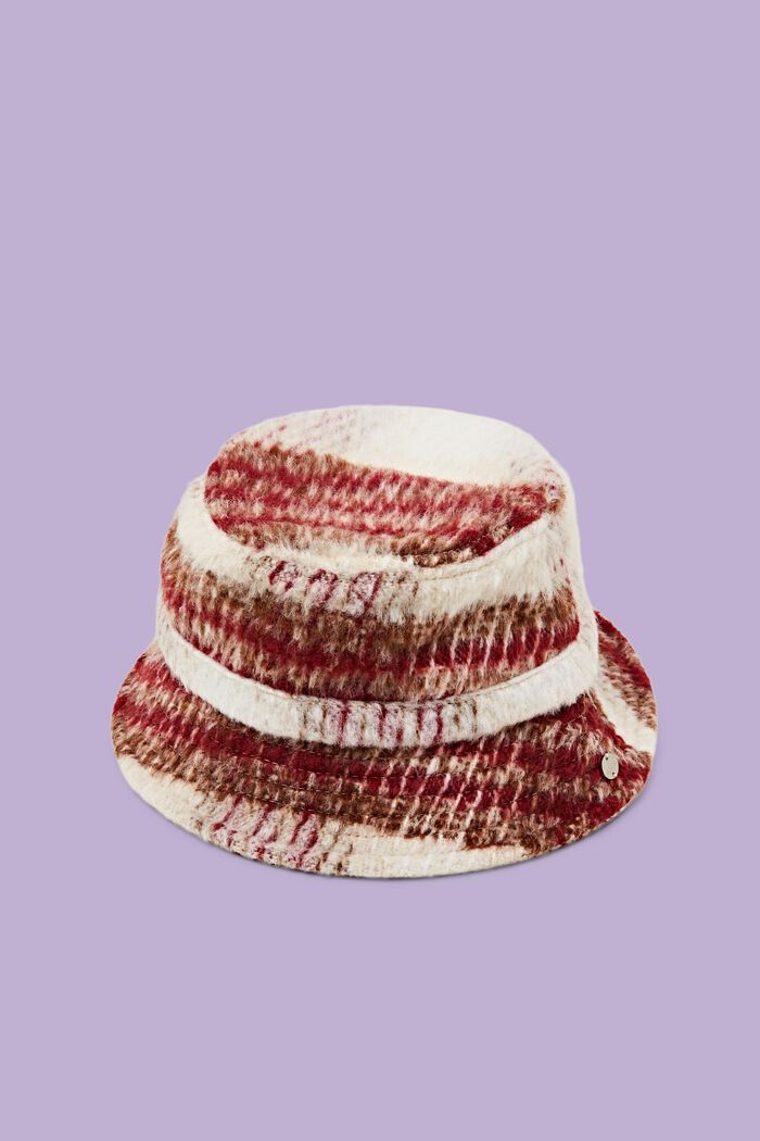 Geruwde bucket hat, BORDEAUX RED, detail image number 0