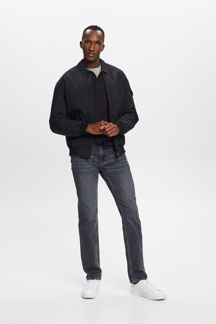 Jeans met middelhoge taille en rechte pijpen, BLACK MEDIUM WASHED, detail image number 5