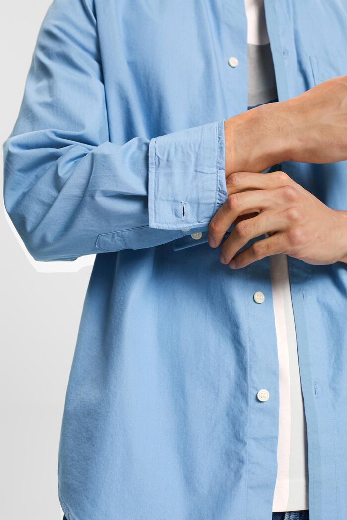 Popeline overhemd met buttondownkraag, 100% katoen, LIGHT BLUE, detail image number 4