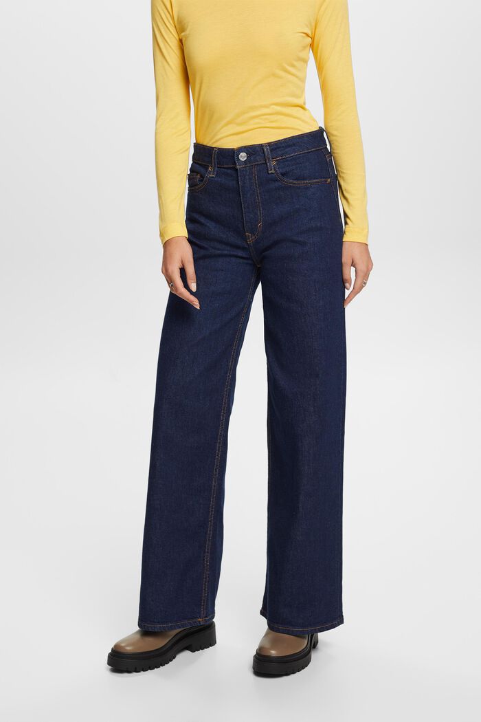 Retro jeans met hoge taille en wijde pijpen, BLUE RINSE, detail image number 0