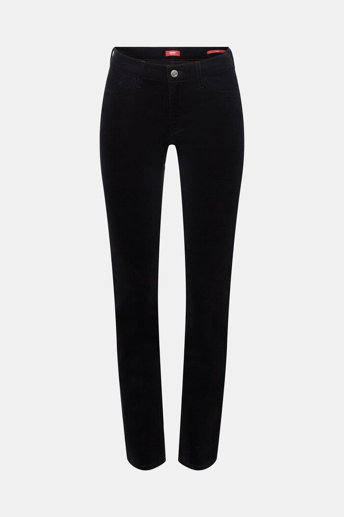 Pantalon slim en velours côtelé à taille mi-haute, BLACK, detail image number 7