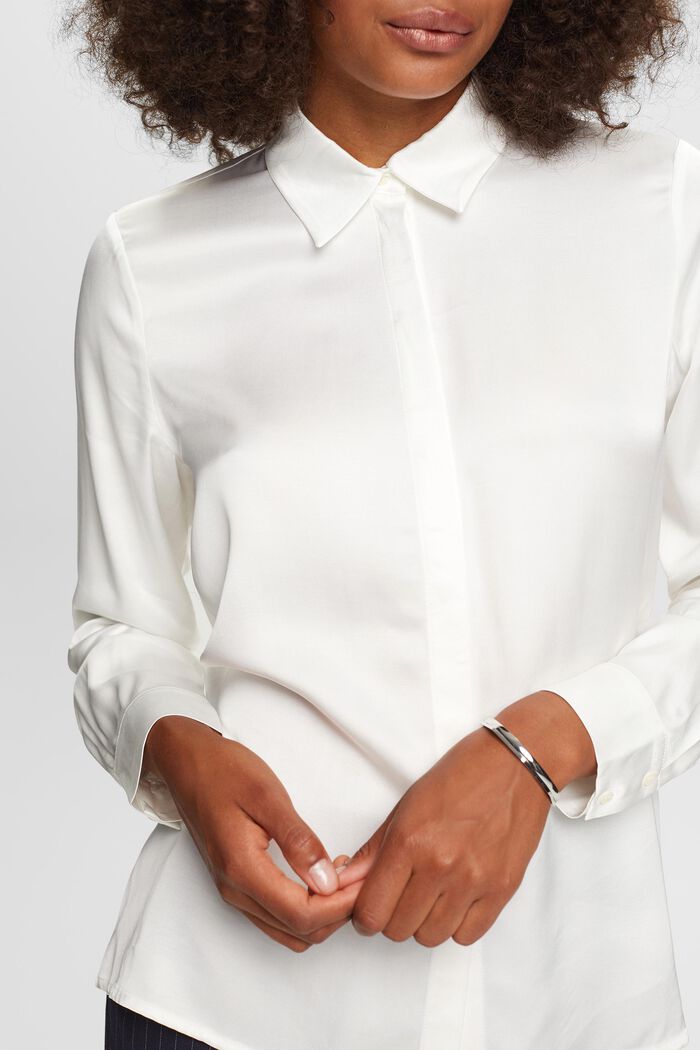 Satijnen blouse met lange mouwen, OFF WHITE, detail image number 2