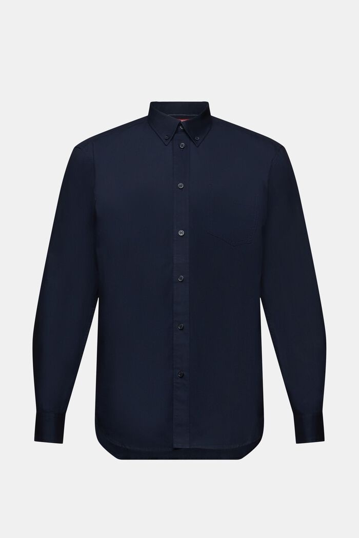 Popeline overhemd met buttondownkraag, 100% katoen, NAVY, detail image number 6