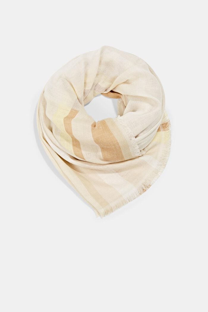 Gestreepte sjaal van biologisch katoen, OFF WHITE, detail image number 1