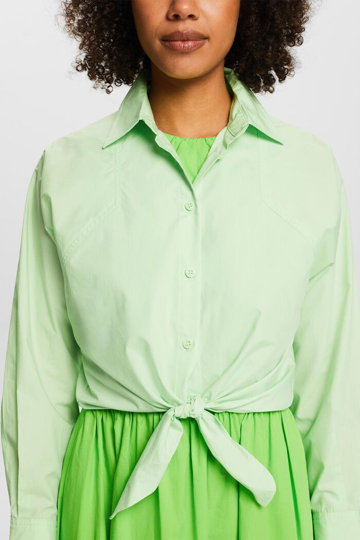 Cropped shirt met strik op de voorkant, LIGHT GREEN, detail image number 3