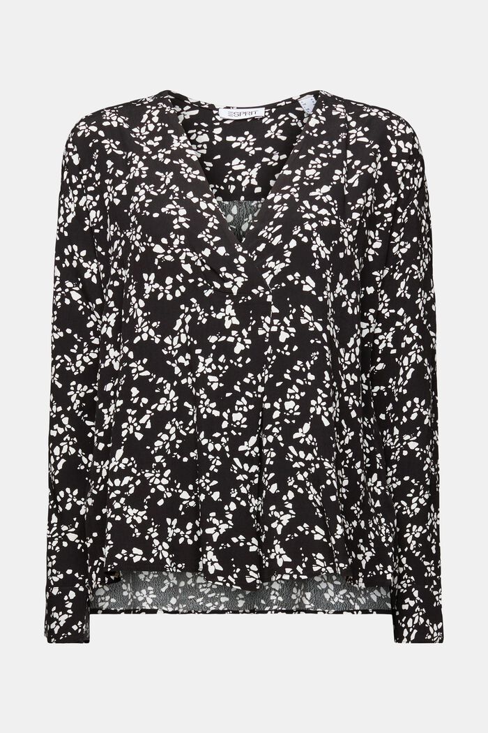 Crêpe blouse met V-hals en print, NEW BLACK, detail image number 6
