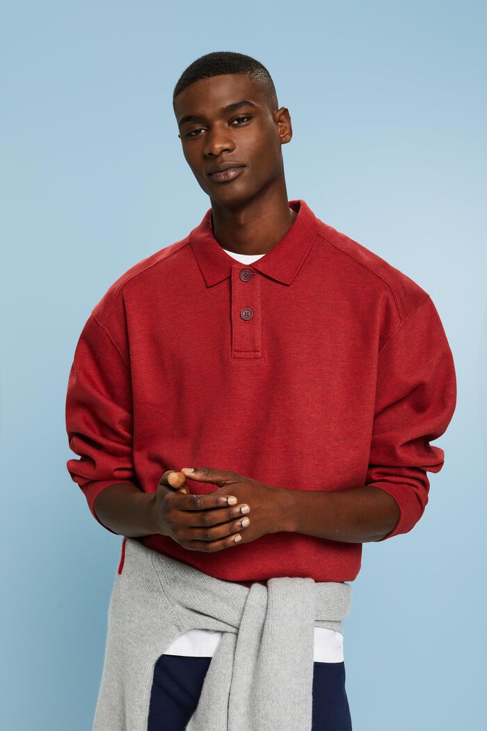 Polo-sweatshirt met lange mouwen, DARK RED, detail image number 0