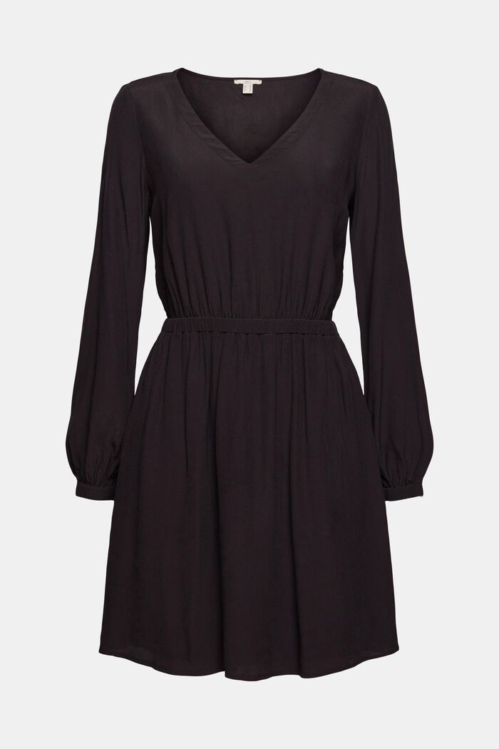 Getailleerde jurk met V-hals, BLACK, detail image number 7