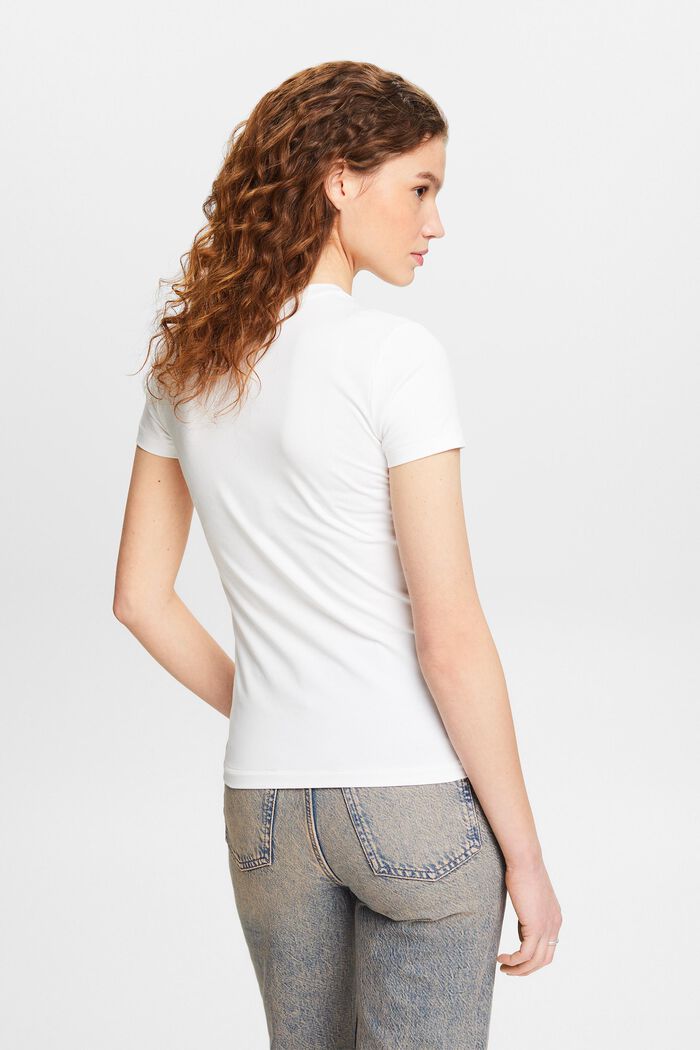 Jersey T-shirt met V-hals, WHITE, detail image number 2