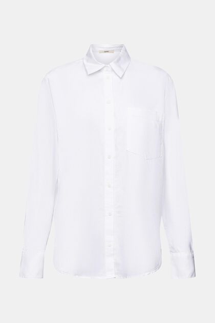 Katoenen blouse met een zak, WHITE, overview
