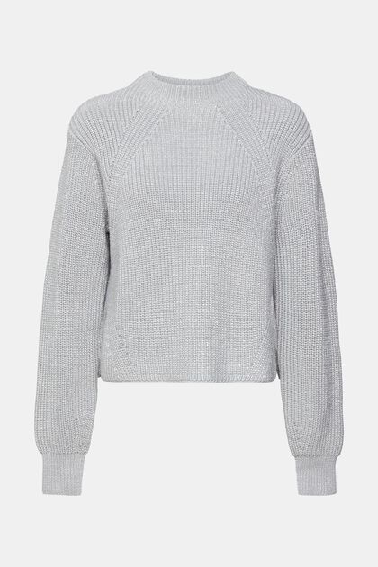 Pull-over en maille brillante, LIGHT GREY, overview