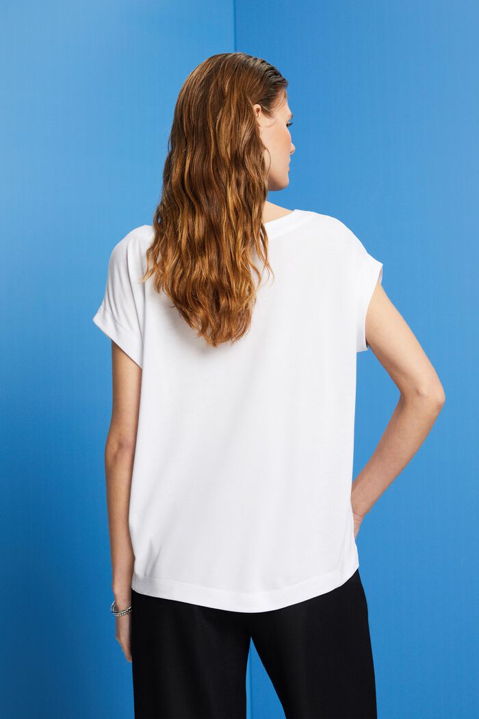 T-shirt van een materiaalmix, LENZING™ ECOVERO™, WHITE, detail image number 3