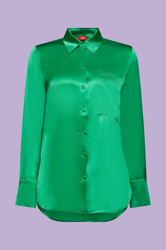 Zijde-satijnen shirt, GREEN, detail image number 5
