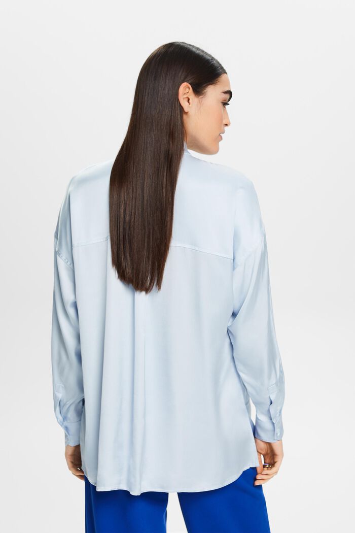 Satijnen blouse met opstaande kraag, LIGHT BLUE, detail image number 1