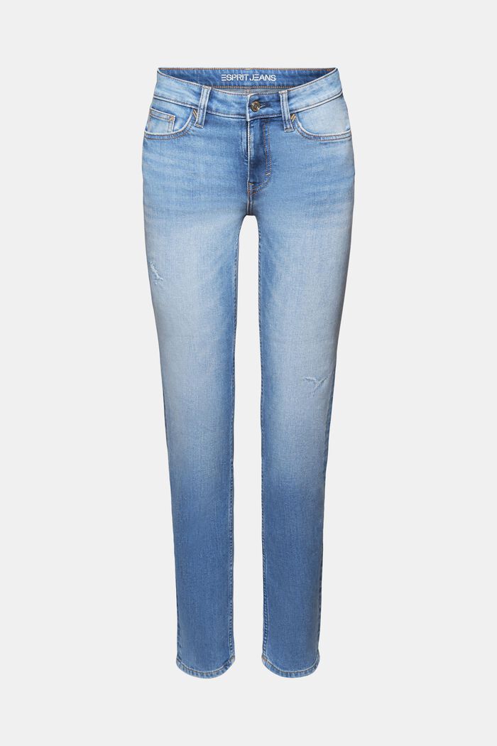 Straight jeans met middelhoge taille, BLUE MEDIUM WASHED, detail image number 7