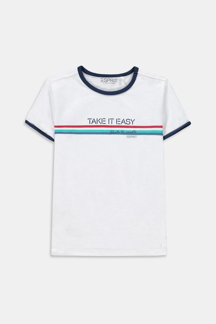 T-shirt met print, 100% katoen, WHITE, detail image number 0