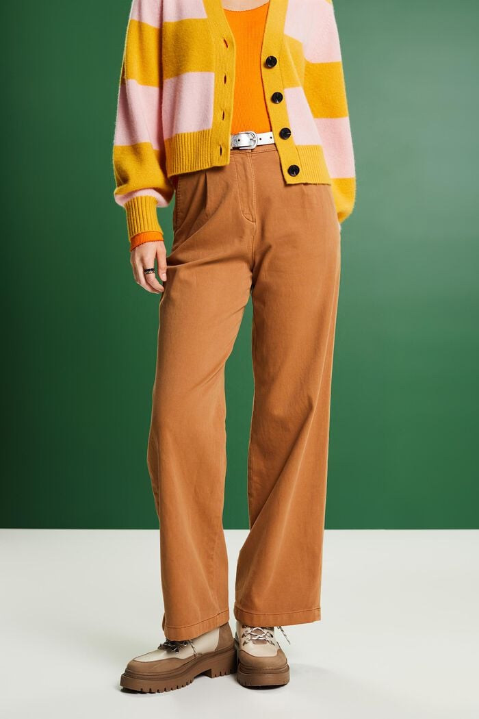 Wide fit chino met hoge taille, CARAMEL, detail image number 0