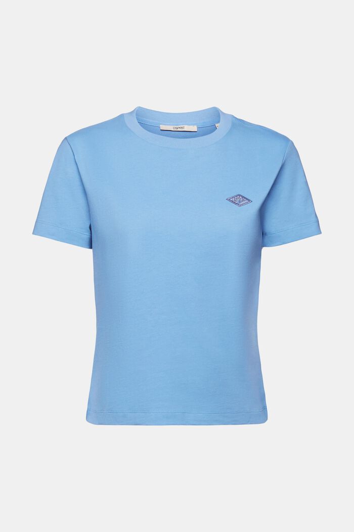 T-shirt van katoenen jersey met geborduurd logo, LIGHT BLUE LAVENDER, detail image number 6
