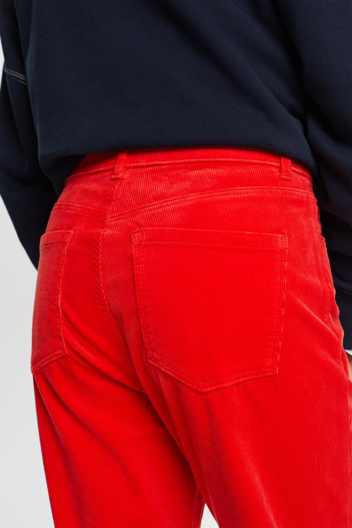 Straight fit corduroy broek met hoge taille, RED, detail image number 4